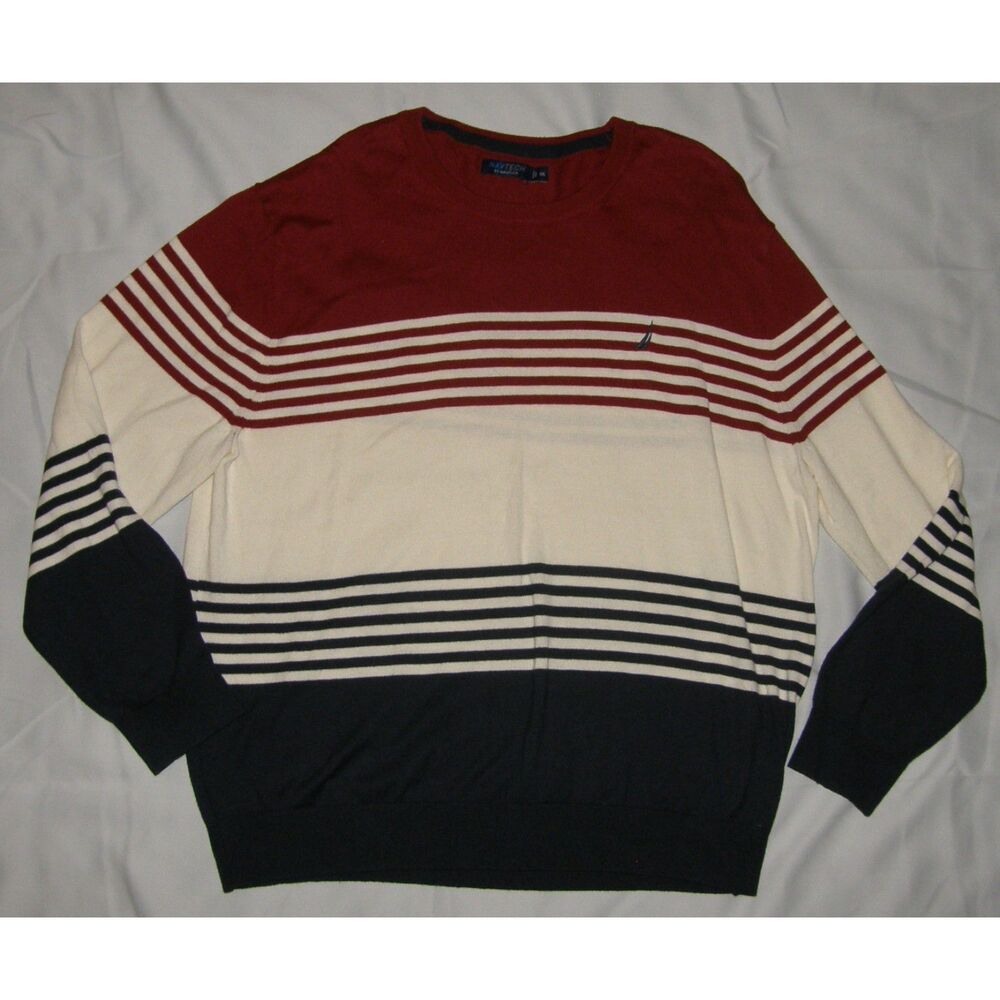 NAVTECH by NAUTICA Mens Sz XXL Stretchy Lightweight Crew Neck Colorblock Sweater